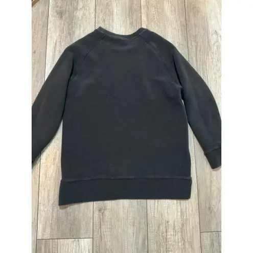 Varley Black Textured Knit Sweatshirt Gold Zipper Detail Athleisure Everyday