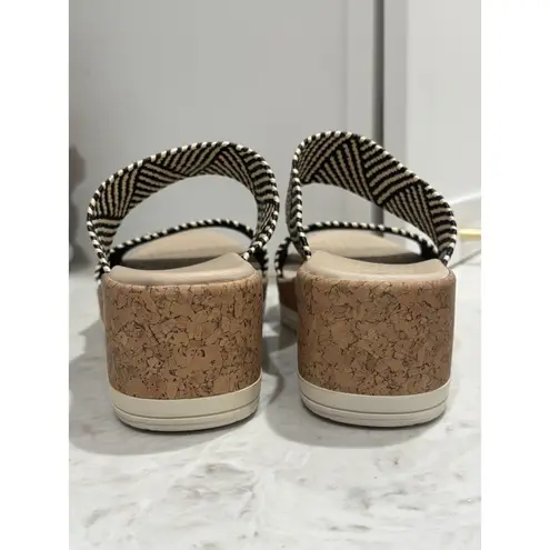 Bzees For Lifestride Resort Raffia Wedge Sandals Women's Sz 10 Black White Beige