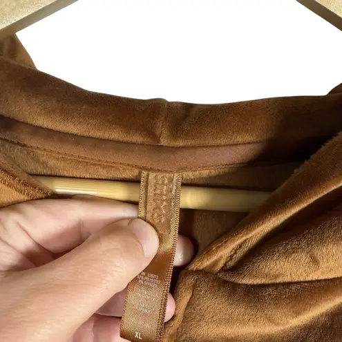 SKIMS NWOT Velvet Full Zip Cropped Hoodie in Copper Brown Size XL