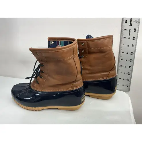 Sporto Womans Duck Boots 10 Brown-blue Lace Up Ankle Height