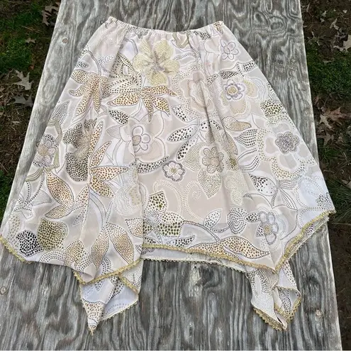 JH Collectibles Skirt Womens 14 Floral Tan Gold Whimsy Fairy Feminine Cottage