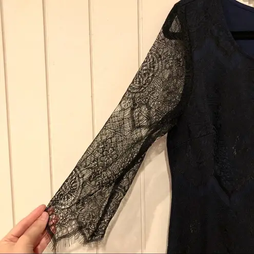 Solitaire NWT Blue and Black Lace Mini Dress