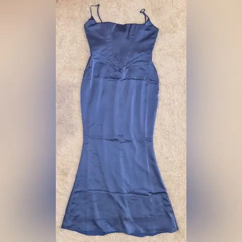 House Of CB NWOT Olivette Periwinkle Satin Corset Maxi Dress Sz XL