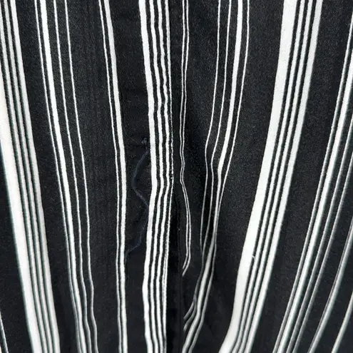 Embroidered tunic Black and White Striped Blouse Red rose Accent button up Size L