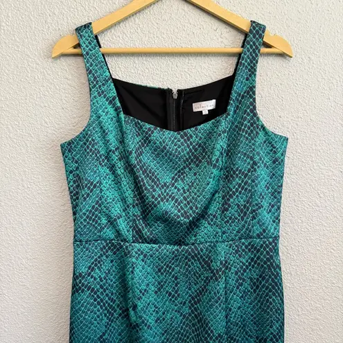 Elegant Snakeskin Print Midi Dress Size 12 EUC Green