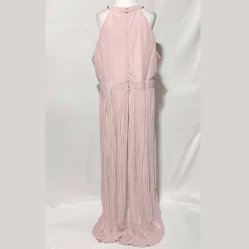 TFNC New Plus Pleated Chiffon Slit Maxi Bridesmaid Dress Pink Mink Size 18