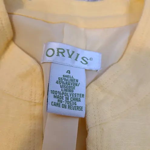 Orvis Women’s Size 4 Embroidered Open Jacket Blazer Linen Blend Cottage Boho