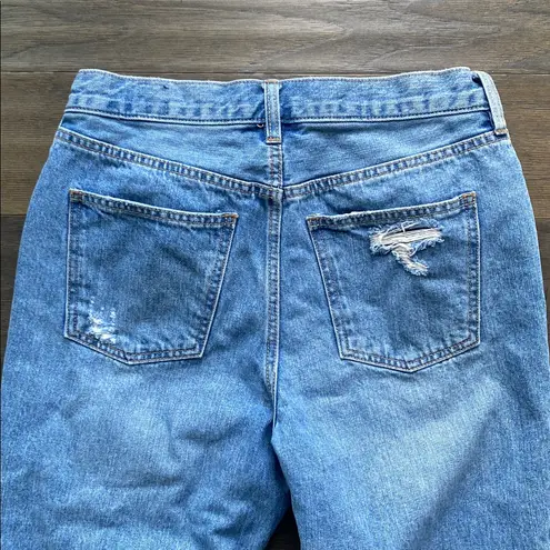We The Free  Distressed Straight Leg High Rise Jeans Womens Sz 28 Blue Button Fly