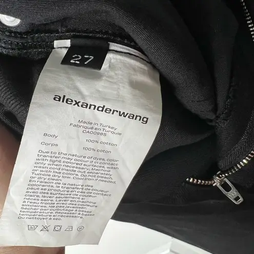 Alexander Wang Womens High Rise Dipped Back Distressed Knee Black Jeans 27