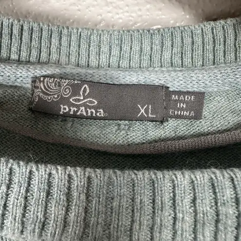 prAna Havaar Sweater Womens Sz XL Blue Gray Organic Cotton Merino Wool Pullover
