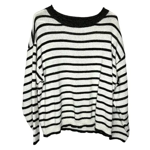 ee:some Black & White Striped Knit Crewneck Sweater