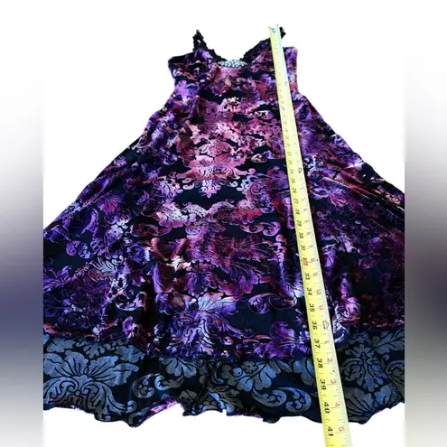 Heart Moon Star Vintage 90s Crushed Velvet Dress Whimsygoth Witchy Womens Small Purple