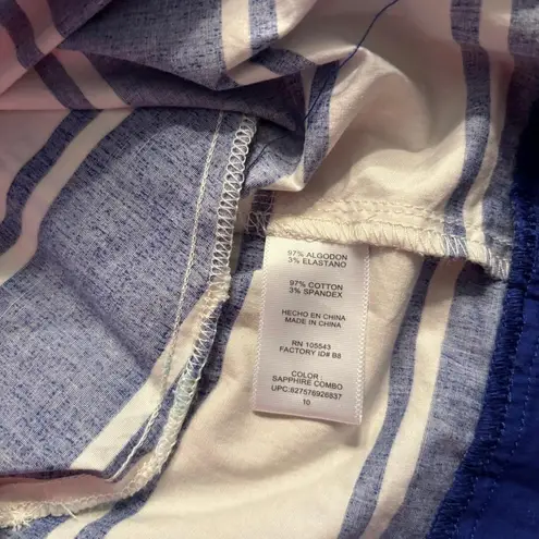 Milly Dress Cobalt Blue/White Striped Sleeveless Side Zip Pocket Dress Womens 10