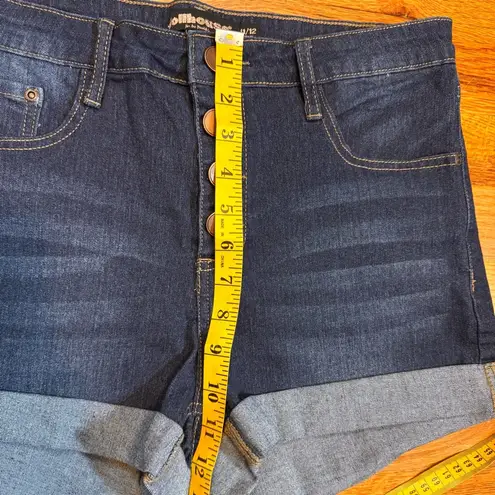 Dollhouse Junior 11 12 Dark Blue Jean Shorts Denim Button Fly Rolled Hem Country
