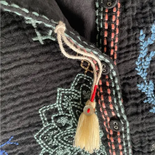 Johnny Was Like New Nahmad dress black embroidered gauze tunic dress