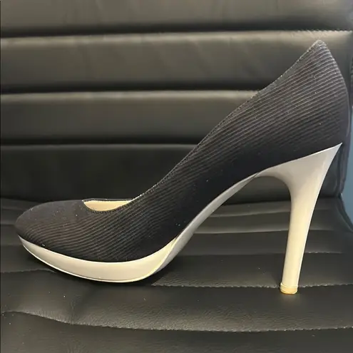 Stella McCartney Blue and White Corduroy Heels, Size 9.5 (EU 39.5)