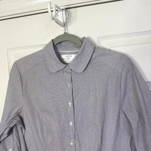 Riders by Lee Cotton Polyester Button Up shirt Blue and White Pinstripes Size M