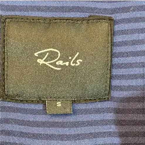 Rails Elle Classic Popover Shirt Pullover Blouse Blue Black Stripe size Small
