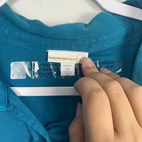 Westport  1962 nwot blue button down shirt long sleeve collar size 2X