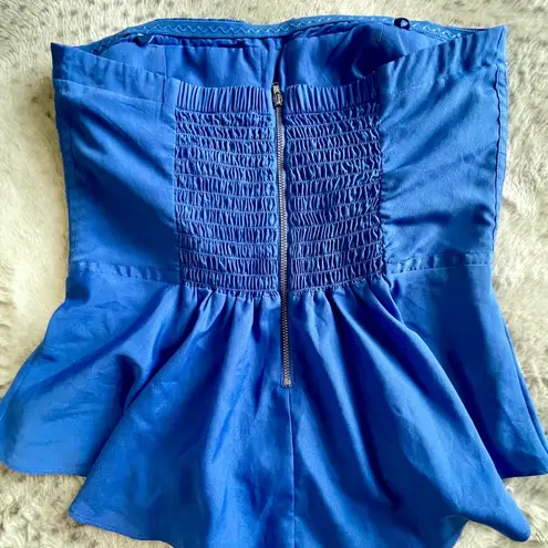 Forenza  Royal Blue Strapless Peplum Blouse