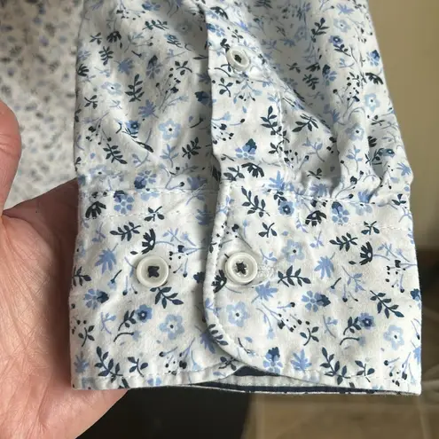 Porter & Ash Floral Button Down White Blue Top Sz Small