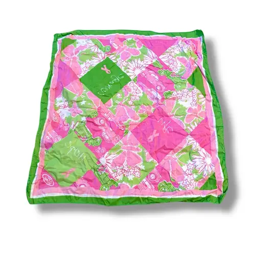Lilly Pulitzer Floral Scarf Women’s Size 19x20 Courage Hope Life Pink Green