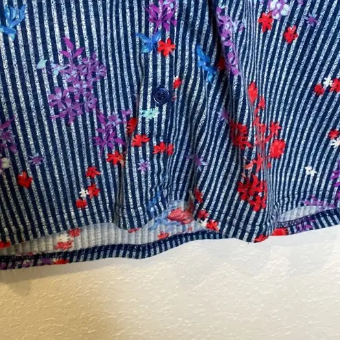 French Laundry Women’s Button Down Blouse Roll Tab Long Sleeves Floral EUC Sz M