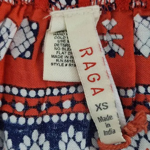 Raga Red and Blue Flirty Boho Mini Skirt NWT Size XS Boho Print Full Skirt