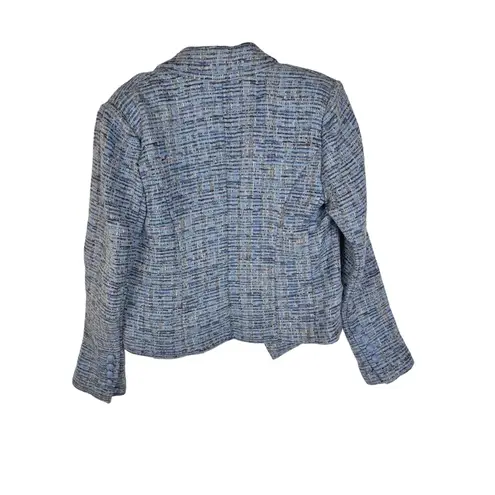 L'Agence Women's Chambray Blue Tweed Double Breasted Blazer Jacket