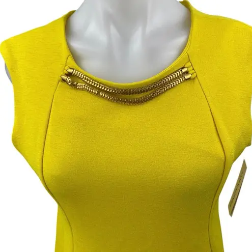 Shelby & Palmer NEW Yellow Gold Chain Sleeveless Knit Mini Sheath Dress Size 8