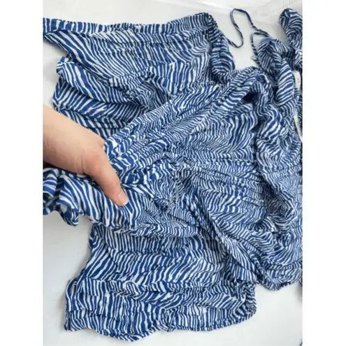 D1 Pineapples Maxi Dress Blue White Zebra Print V Neck Caftan Style M Size M