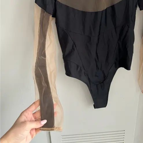 MUGLER Black Illusion Stretch Bodysuit 40 Size L