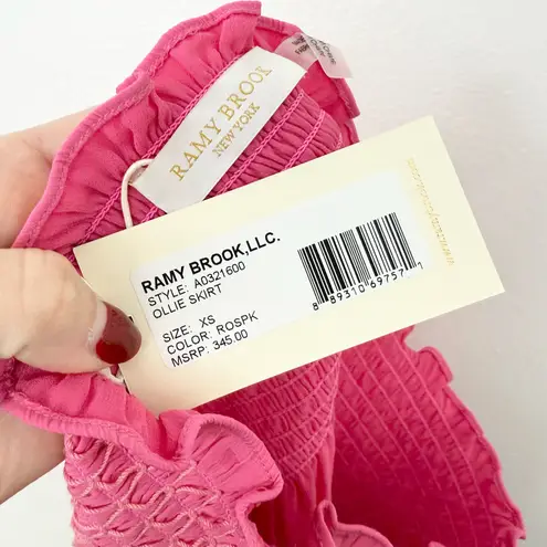 Ramy Brook Ollie Smocked Mini Skirt in Hot Pink