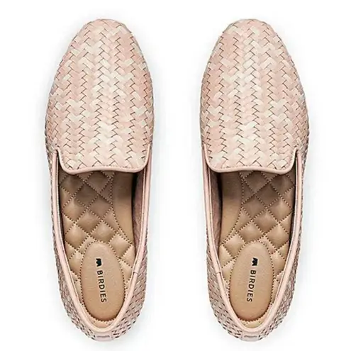 Birdies Womens Starling Woven Leather Loafer Flats Pink Weave Intrecciato sz 8.5