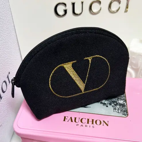 Valentino Garavani Authentic Rare Vintage Mini V Logo Cosmetic Bag / Pouch