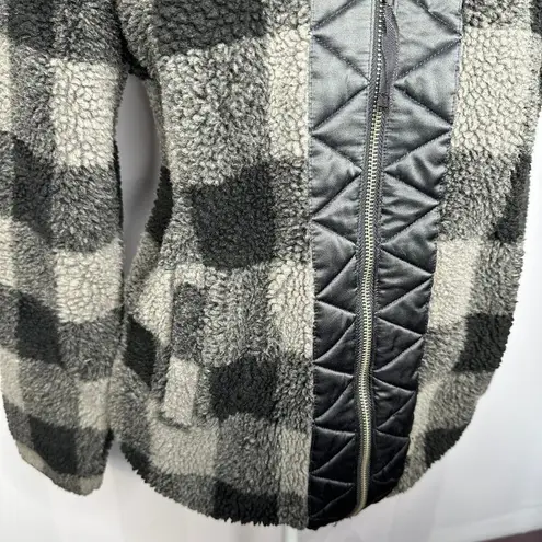 Abercrombie & Fitch  Shacket Gray Black Sherpa Zip Up Sweater Jacket Small
