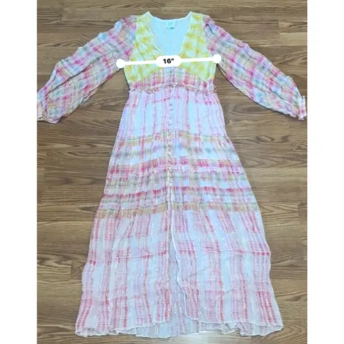 Hemant and Nandita multicolor viscose Plunging Long Peasant Dress size M