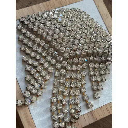 Vintage Rhinestone Waterfall Brooch Pin Jewelry Statement Piece Silver