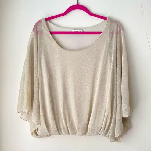 Arden B Sparkly Blouse Slouchy Top batwing Gold Metallic Nude boat-neck size S