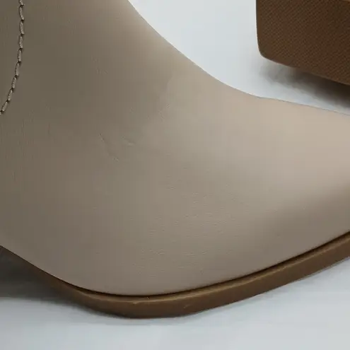 Dolce Vita Kirby Chunky Heel Ankle Boot Women's 6 Beige Western Shoes Cowgirl