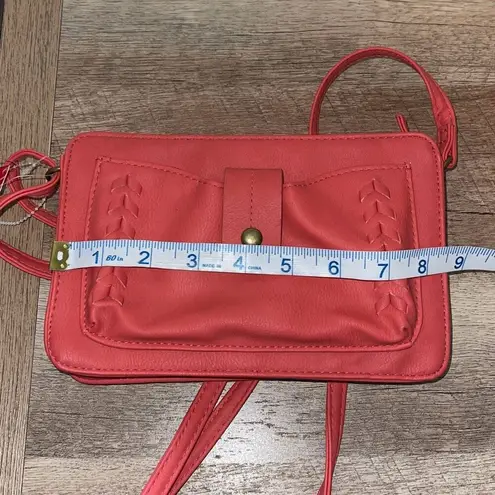 American Eagle  Womens Vinyl Top Zip Crossbody Bag Coral Pink Small NWT