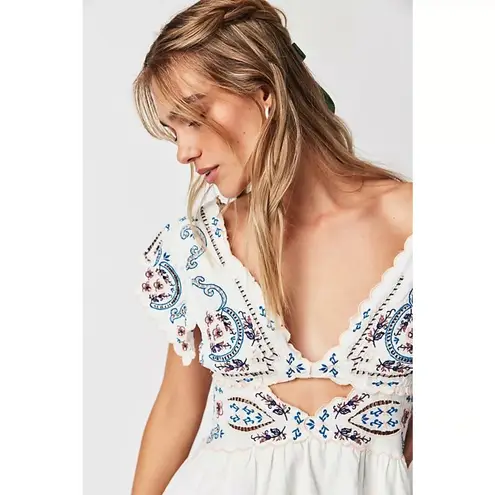 Free People  Rambling Roads Mini Dress Linen Blend Size Small NWT