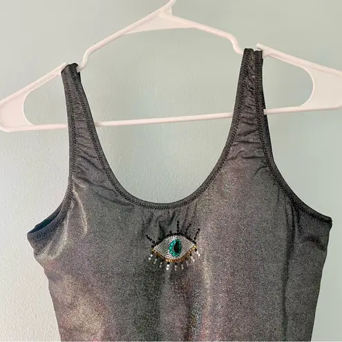 Kurt Geiger Eye Gunmetal Metallic One-Piece Swimsuit size large NWT