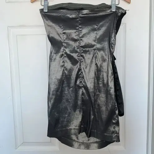 Cray Silver Black Strapless Bow Dress Size M Silver Size M