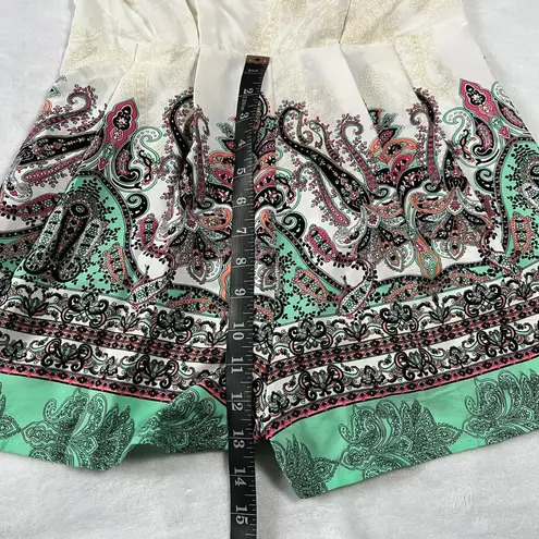 City Halo Paisley Print Playsuit Romper Size Medium Boho Festival Colorful Party Green