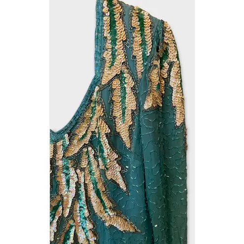 Lillie Rubin Sequin Leaf Design Evening Vintage Dress (L) Size L