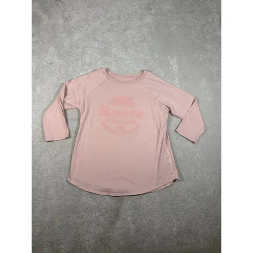 Roots Canada Shirt Womens Large Pink Pale Mauve Cooper Laurel Long Sleeve
