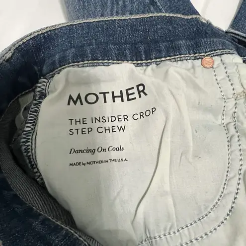 MOTHER The Insider Crop Step Chew Jeans Dancing on Coals Frayed Distressed Sz 27 Blue