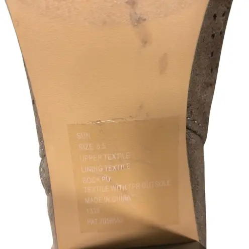 Francescas Peep Toe Booties Womens 8.5 Tan Faux Suede Perforated Block Heel Boho