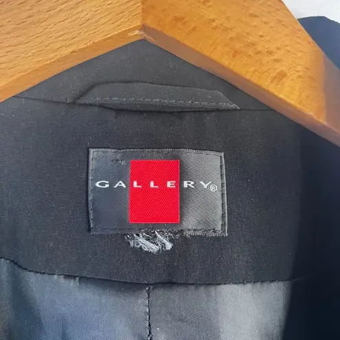 Gallery Black Lightweight Dressy Trench Coat Jacket Cinch Back Size LG/XL